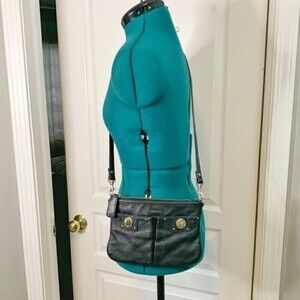 DKNY Pebble Leather Gold Finishes Pocket Small Crossbody Casual Purse